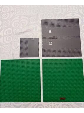 LEGO Authentic Green Baseplates Gray Road Plates Building Set x 4